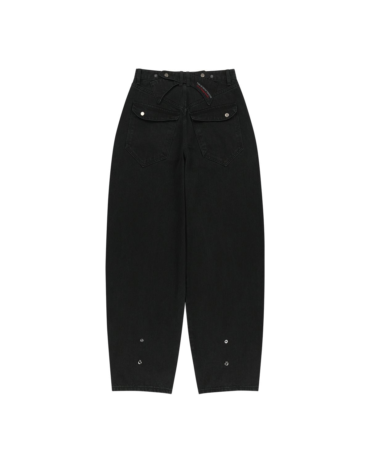 더뮤지엄비지터(THEMUSEUMVISITOR) CROSS BELT WASHED DENIM PANTS (BLACK)