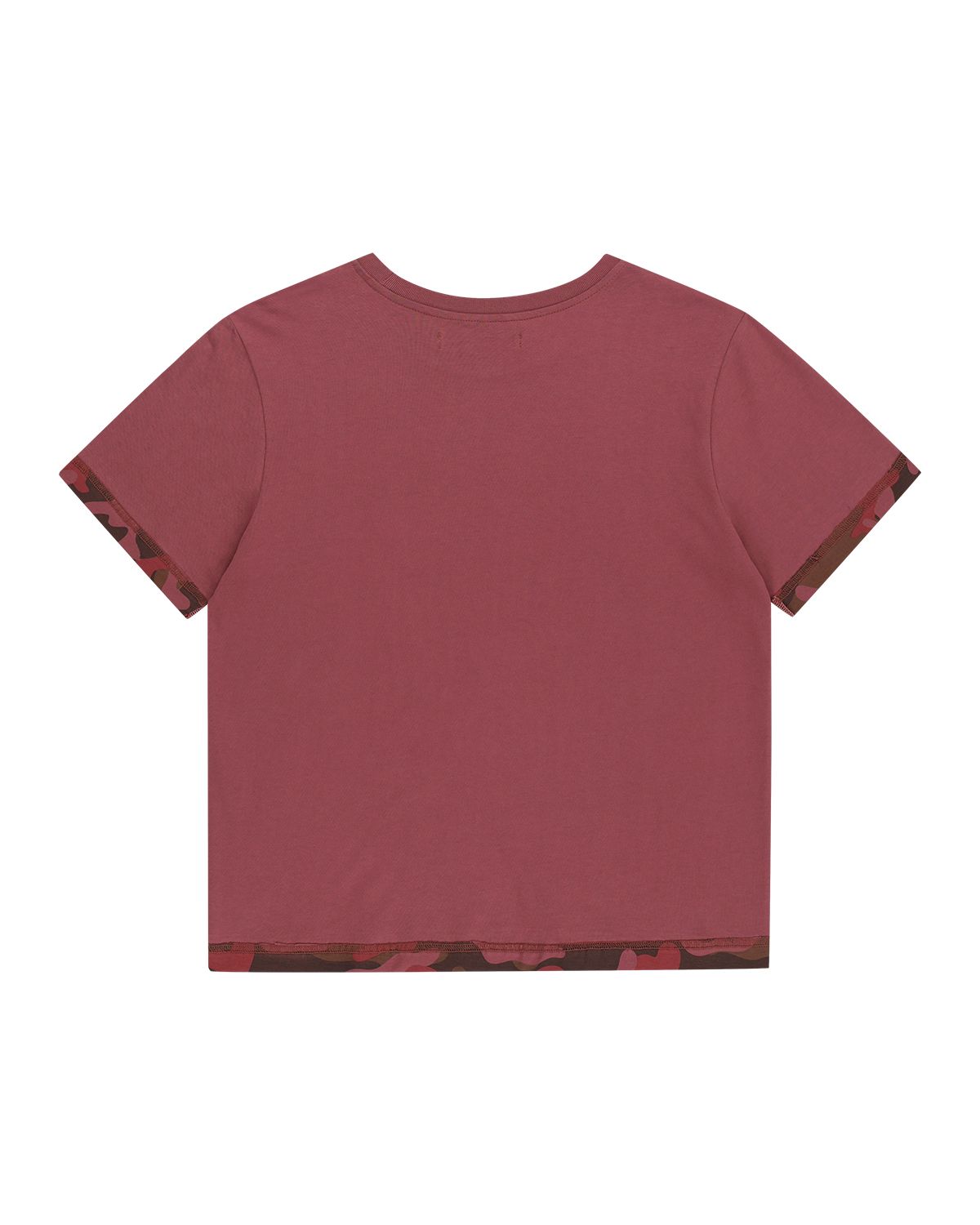 더뮤지엄비지터(THEMUSEUMVISITOR) VINTAGE WASHED CAMO LINED T-SHIRTS (BURGUNDY)