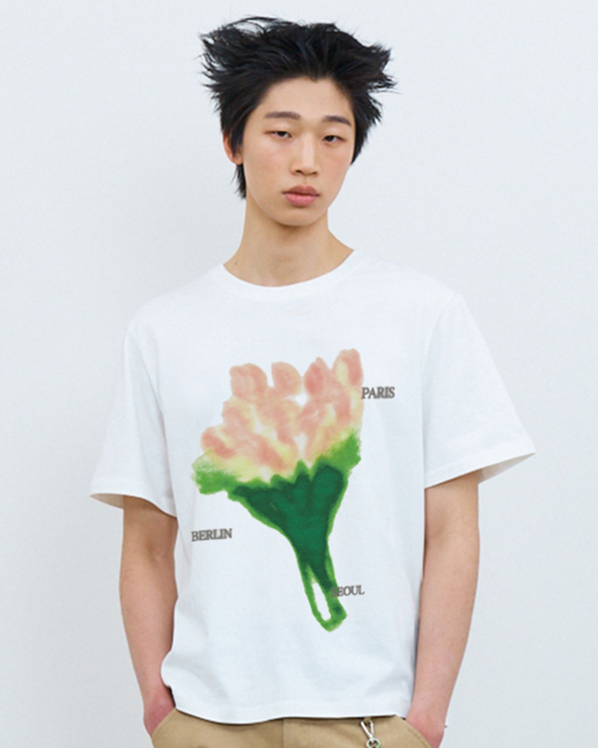더뮤지엄비지터(THEMUSEUMVISITOR) FLOWER GRAPHIC T-SHIRTS (WHITE)