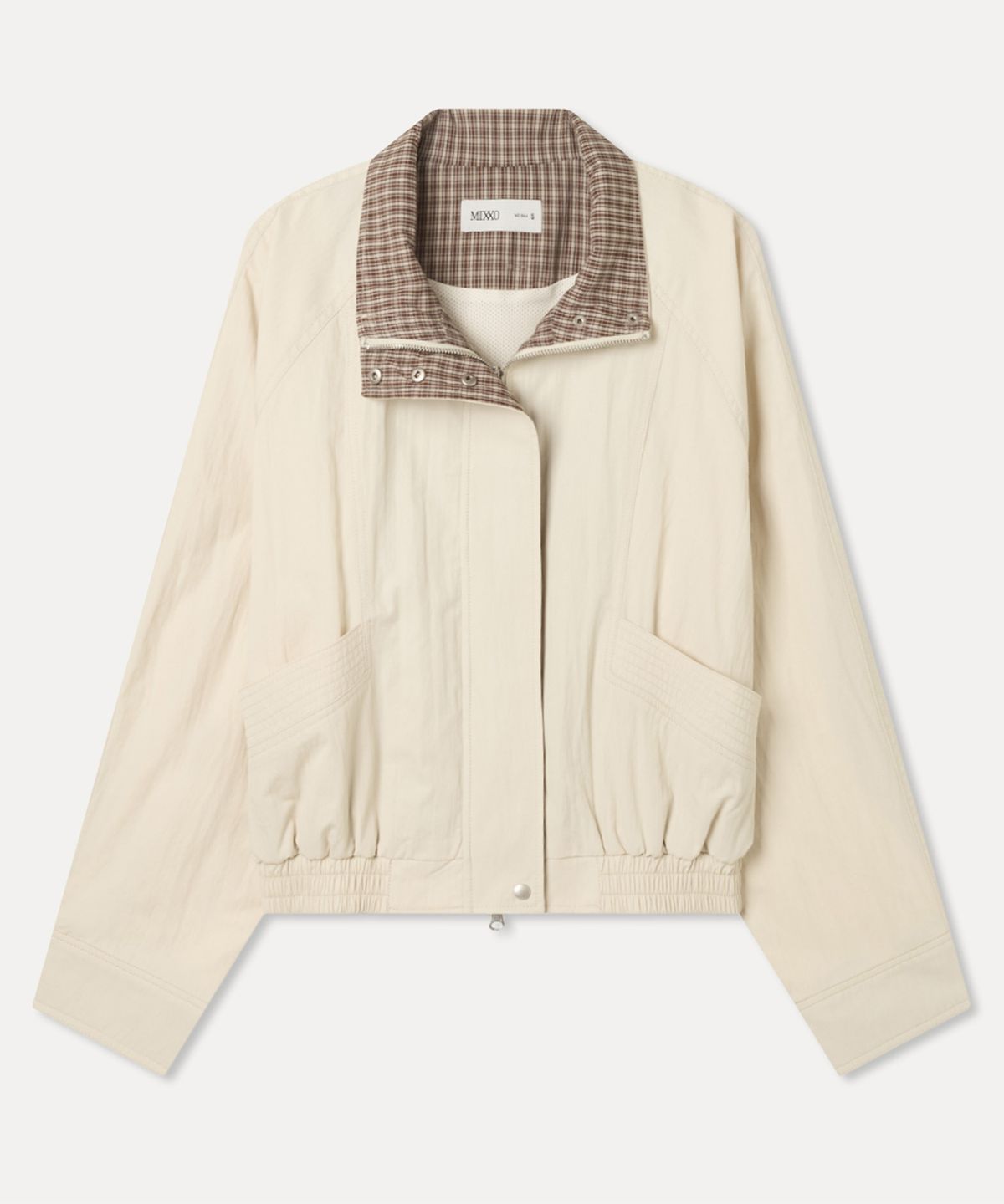 미쏘(MIXXO) 하이넥 체크 배색 점퍼_MIWJJG411B MIWJJG51QB