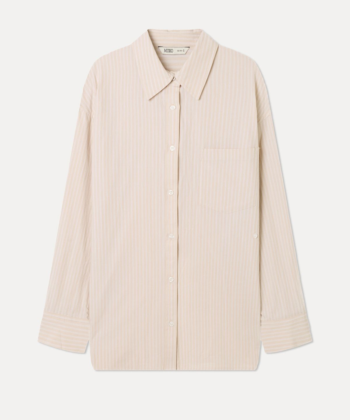 미쏘(MIXXO) 스트라이프 랩 셔츠_MIWYWG401B