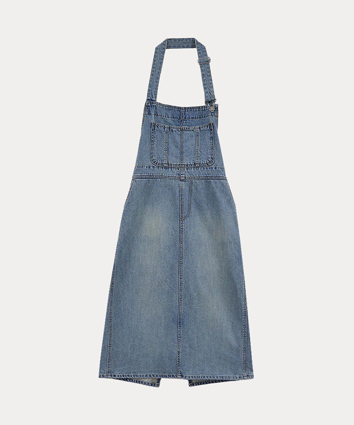 타버트(TARVERT) Velin Halter Denim Dress - Middle Blue