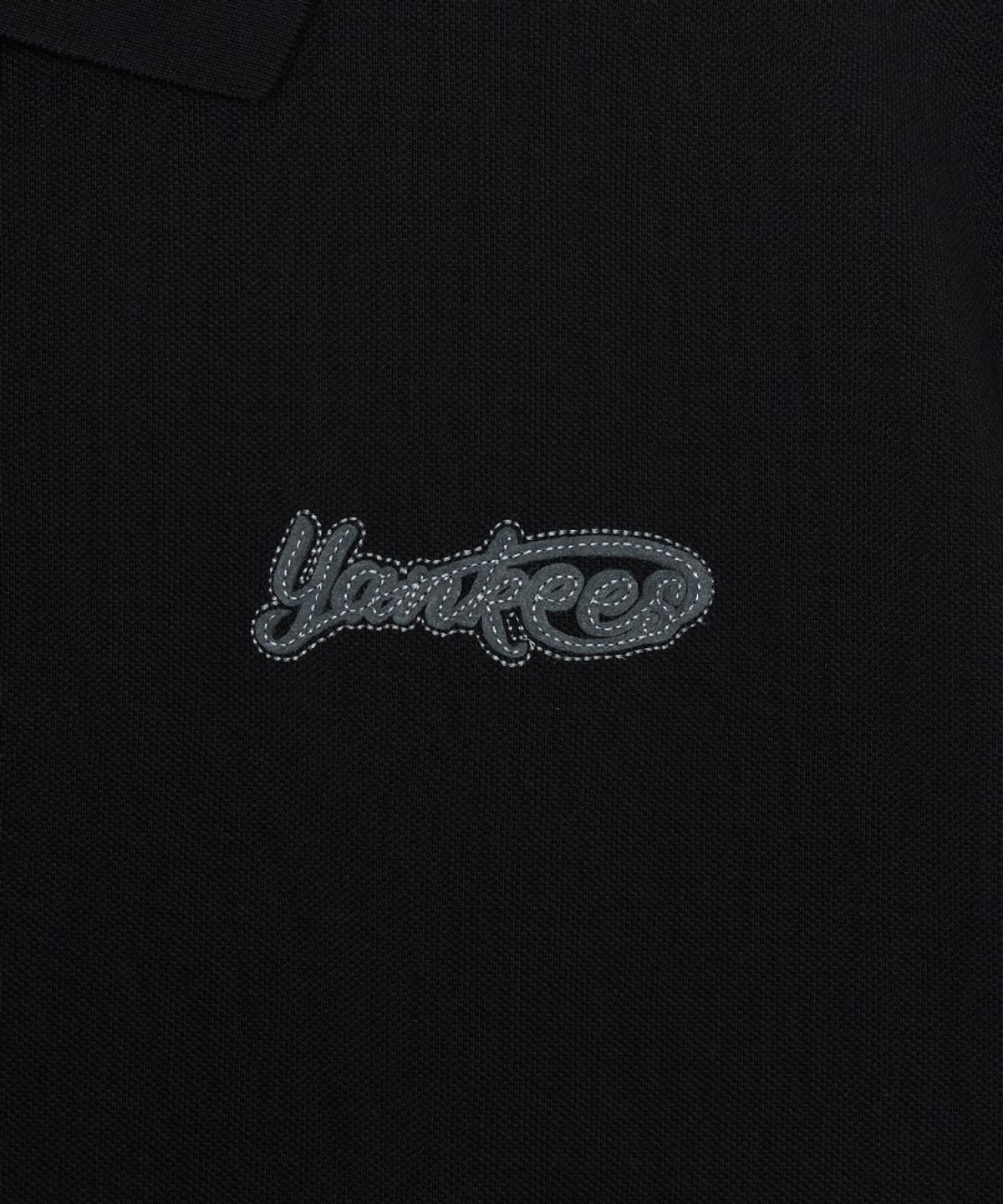 엠엘비(MLB) 바시티 스몰 컬시브 오버핏 카라 티셔츠 NY (Black)