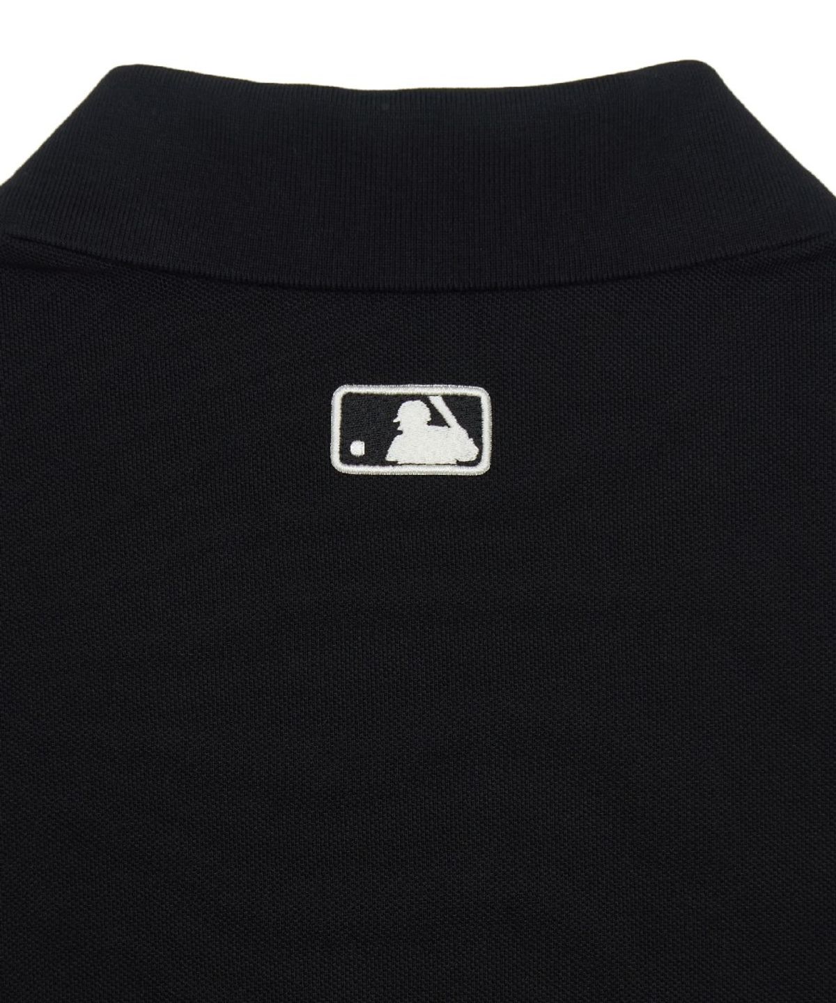 엠엘비(MLB) 바시티 스몰 컬시브 오버핏 카라 티셔츠 NY (Black)