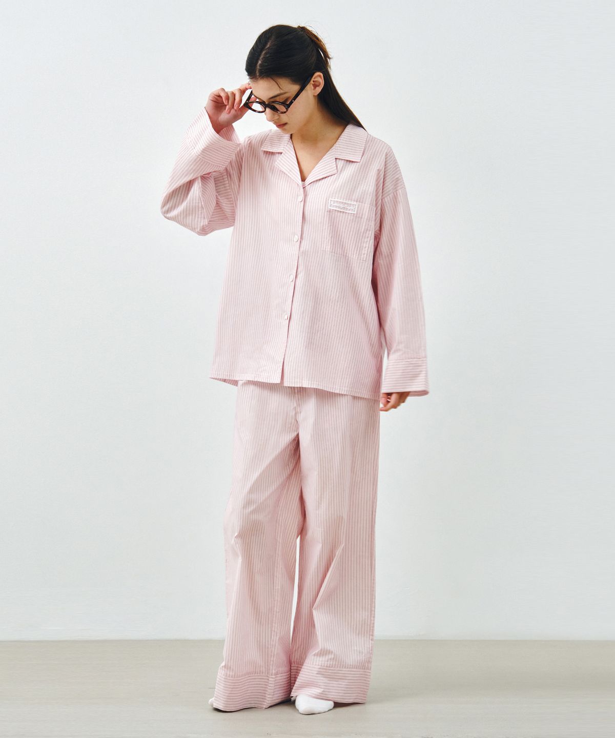 몽돌(MONGDOL) [SET] 컴포트 코튼 스트라이프 긴소매 파자마 핑크 MDPJ005PINK