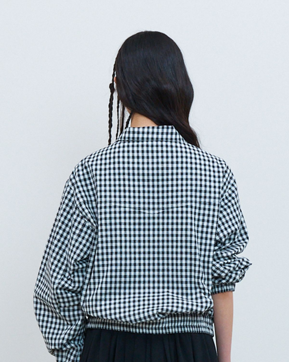 더뮤지엄비지터(THEMUSEUMVISITOR) HERITAGE FLAG CHECK JACKET (BLACK)