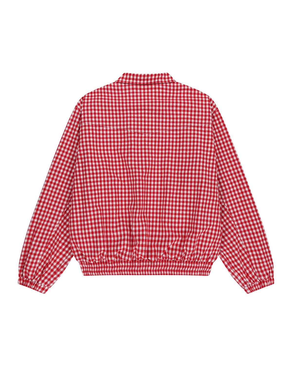 더뮤지엄비지터(THEMUSEUMVISITOR) HERITAGE FLAG CHECK JACKET (RED)