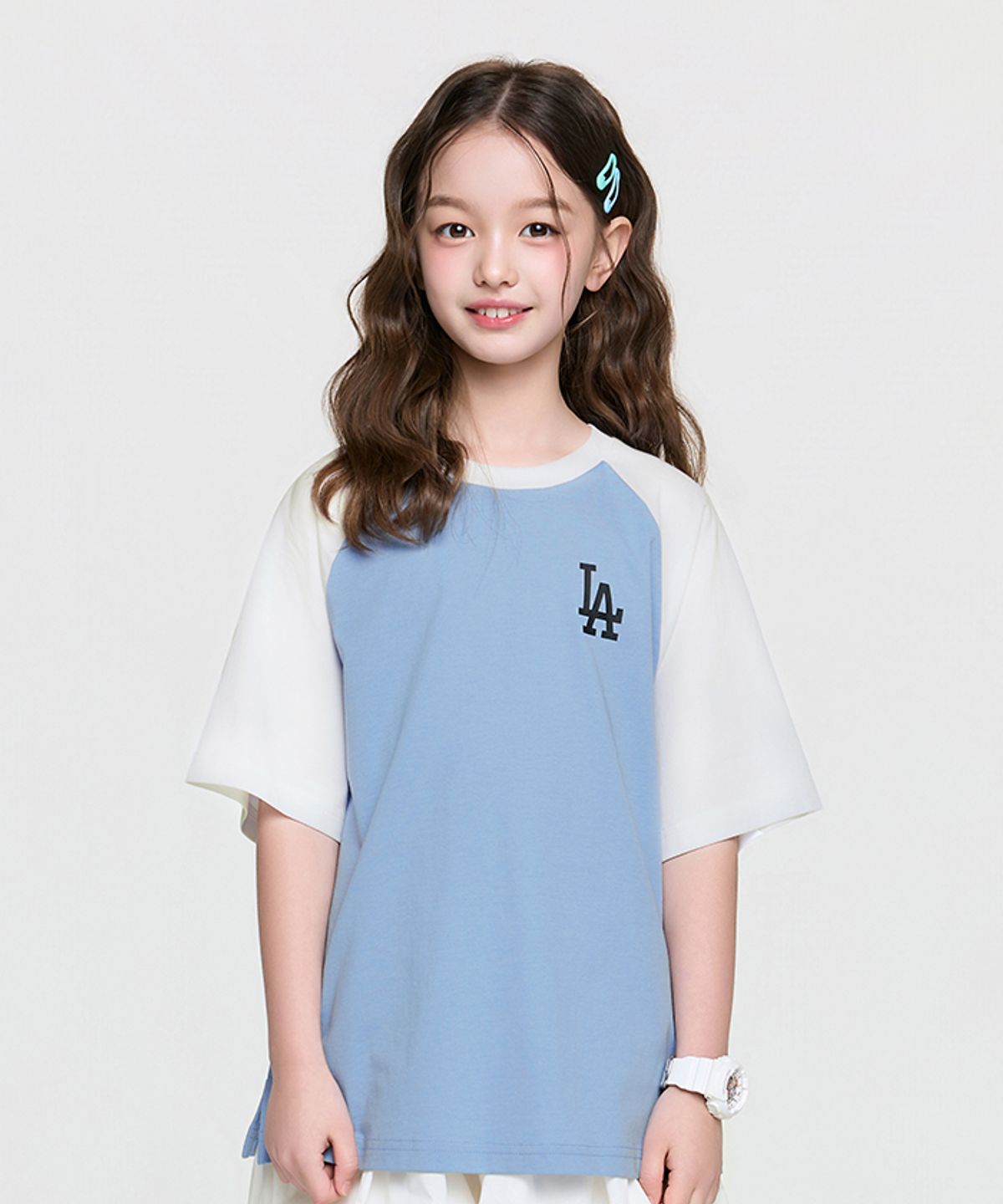 엠엘비 키즈(MLB KIDS) 스포티브 바시티 라글란 티셔츠 LA (L.Blue)