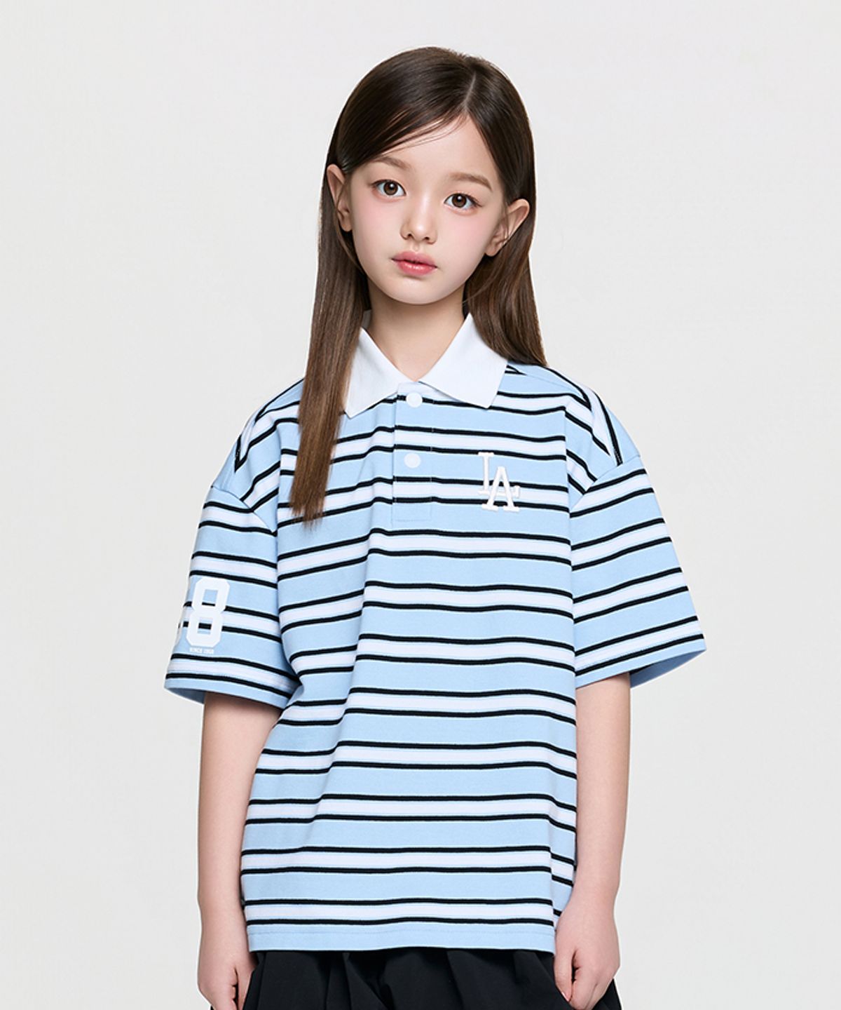 엠엘비 키즈(MLB KIDS) 바시티 럭비 반팔 티셔츠 LA (L.Blue)