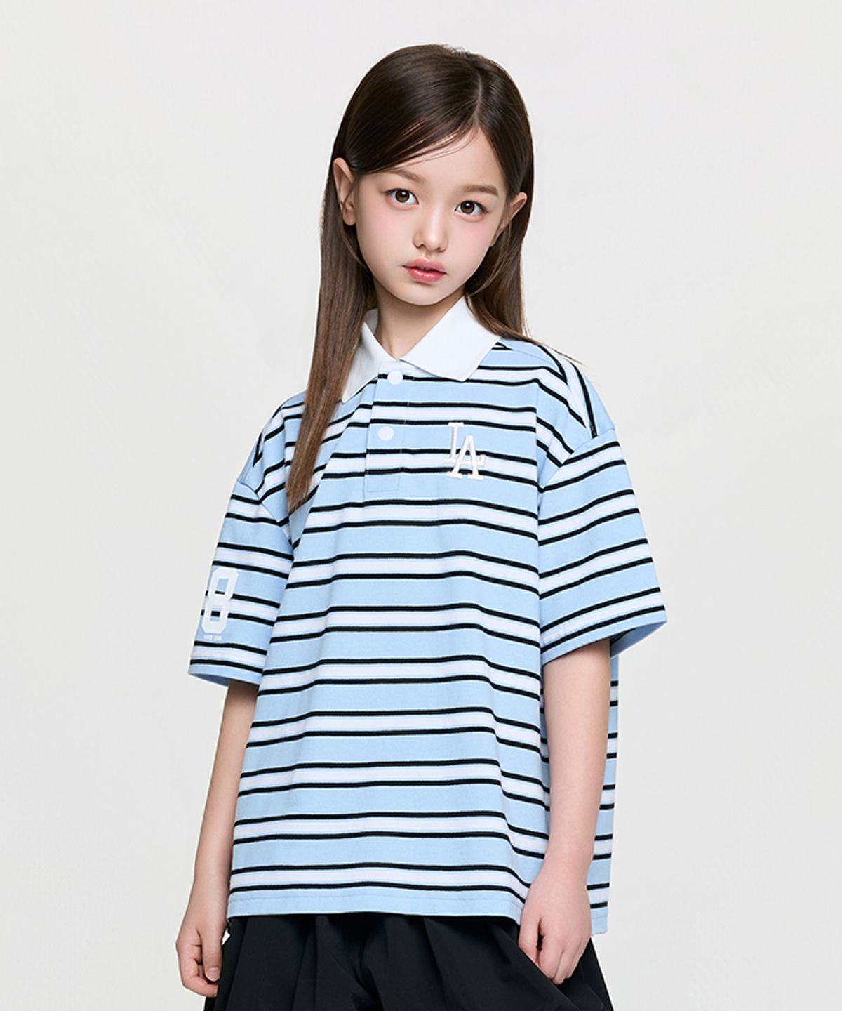 엠엘비 키즈(MLB KIDS) 바시티 럭비 반팔 티셔츠 LA (L.Blue)