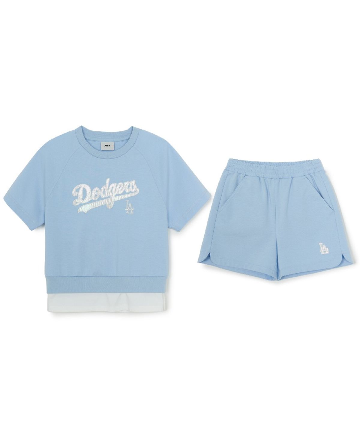 엠엘비 키즈(MLB KIDS) 스트릿 베이직 레이어드 티셔츠세트(여아) LA (L.Blue)