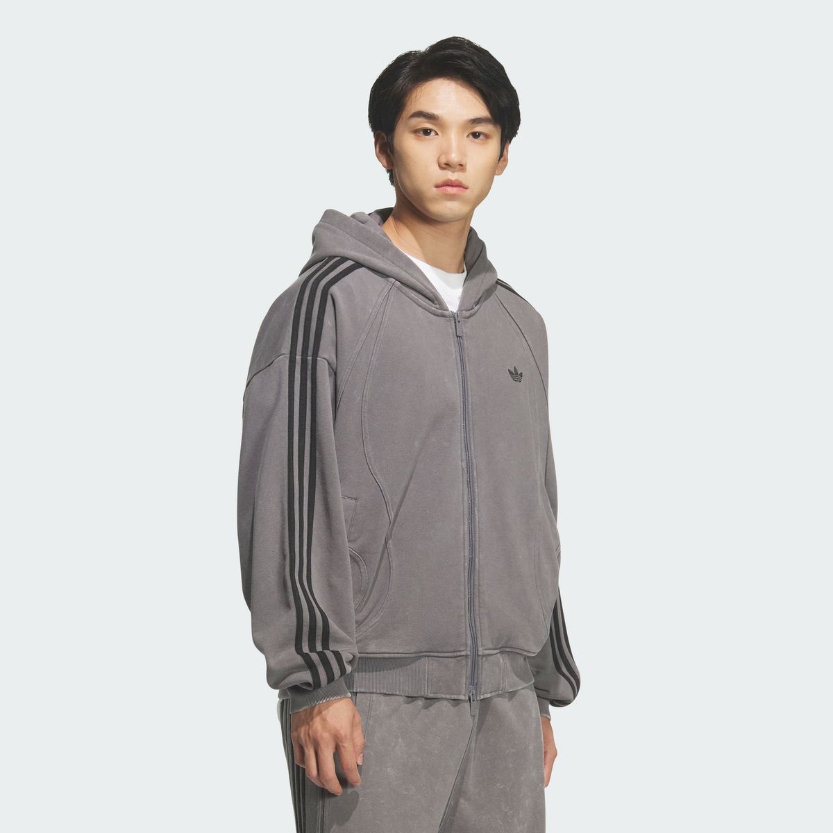 아디다스(ADIDAS) 팀가이스트 풀집 후디 - 그레이포그 / KQ5525