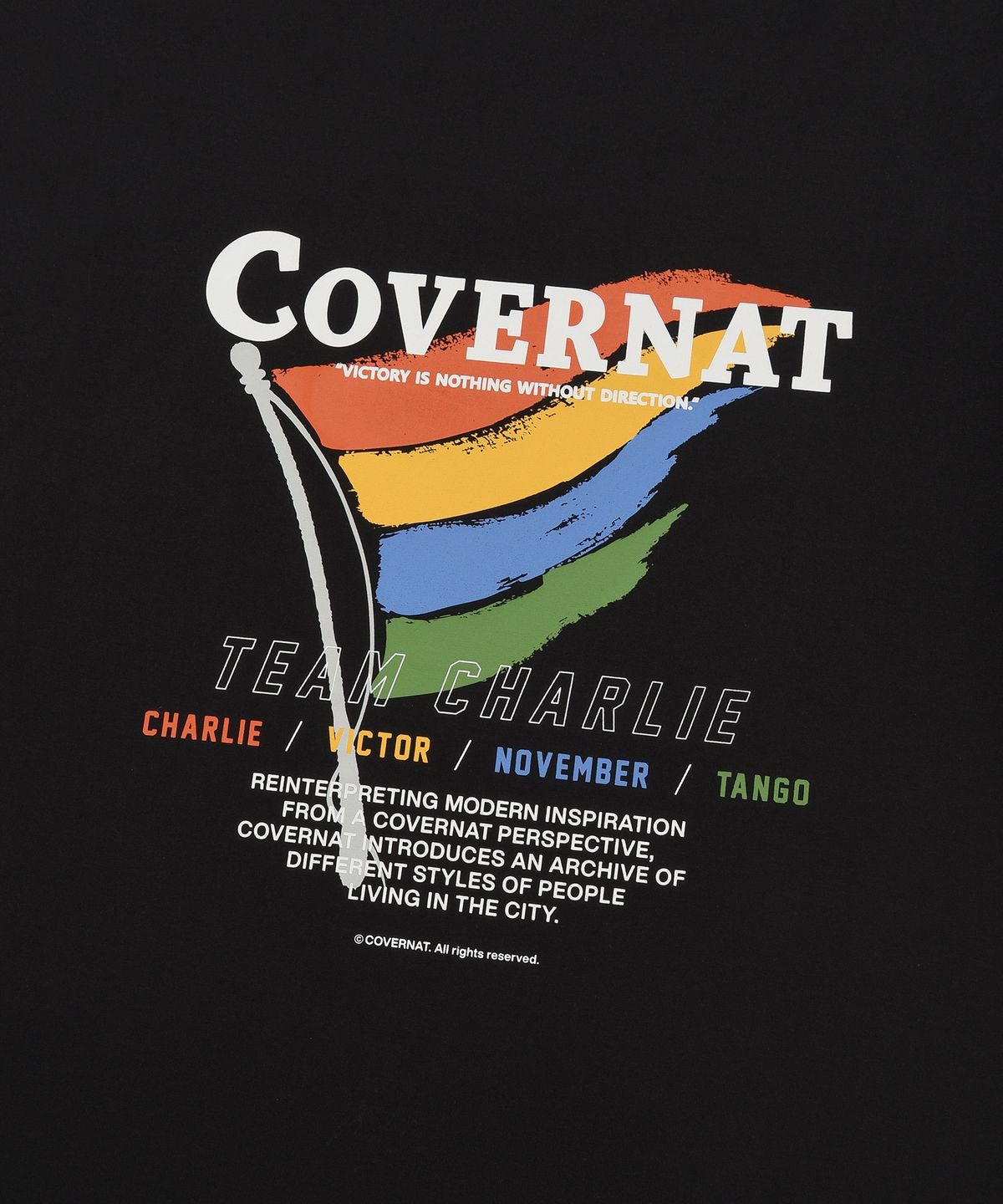 커버낫(COVERNAT) 쿨 코튼 플래그 그래픽 티셔츠 블랙