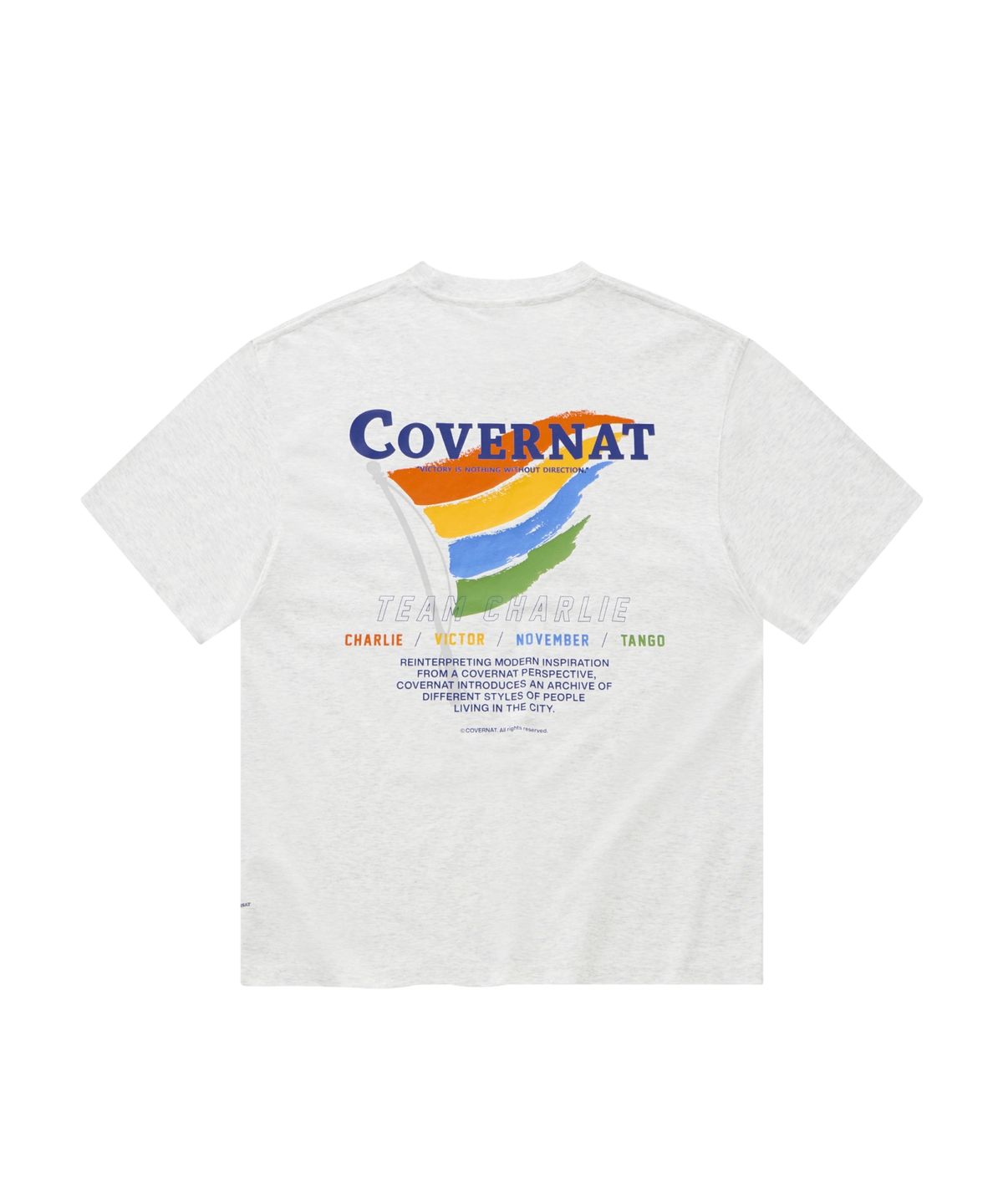 커버낫(COVERNAT) 쿨 코튼 플래그 그래픽 티셔츠 헤더 그레이