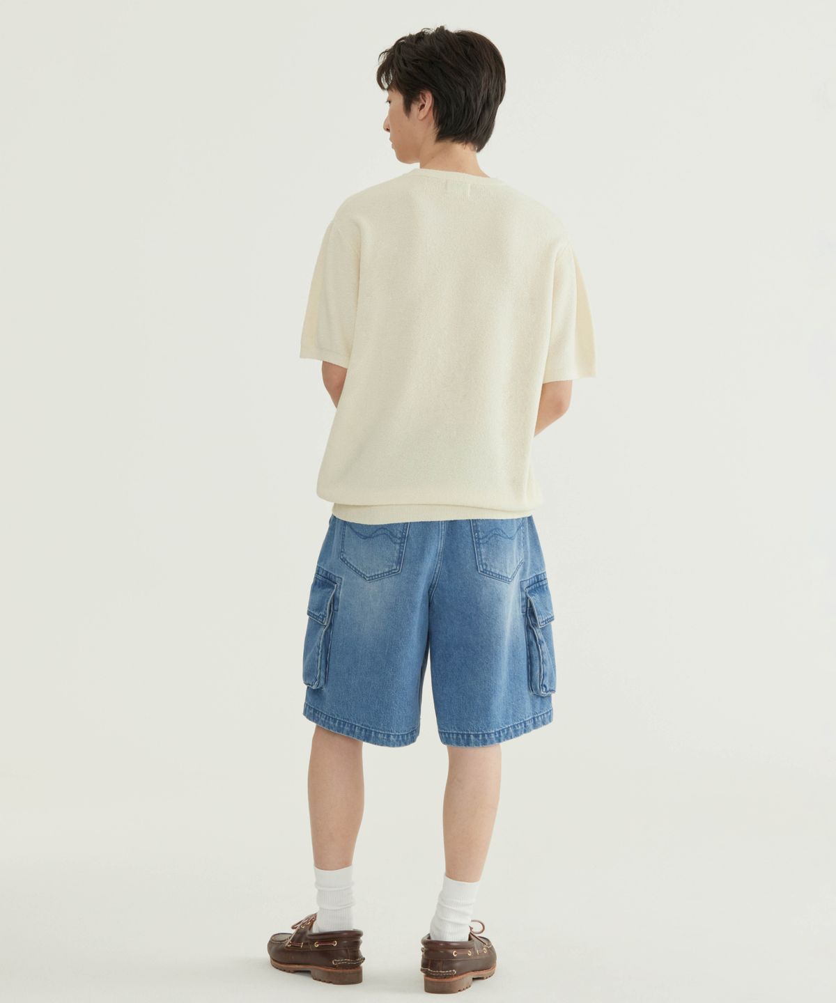 커버낫(COVERNAT) 블랭크 로고 하프 니트 네이비