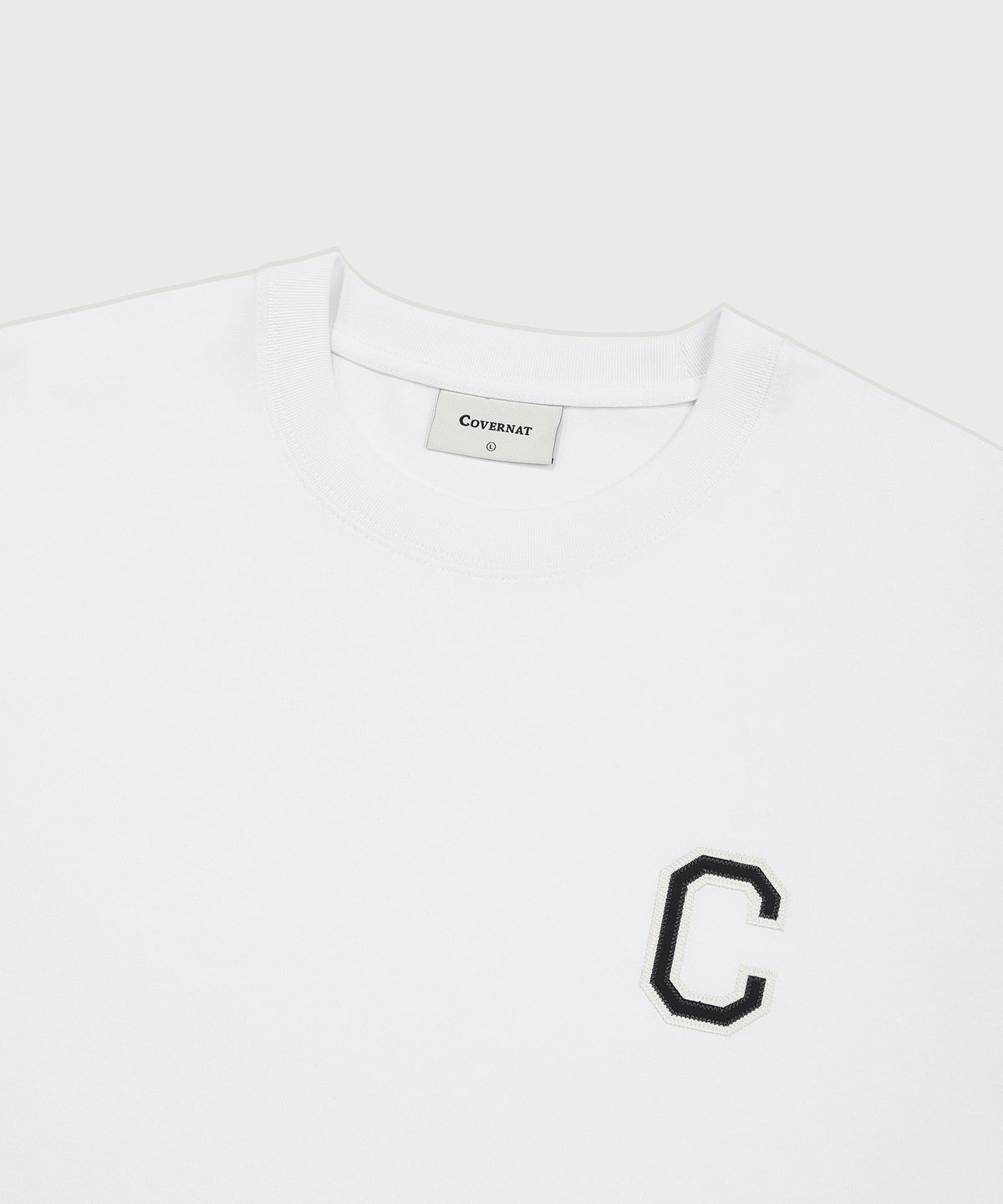 커버낫(COVERNAT) 쿨 코튼 샤인 C 로고 티셔츠 화이트
