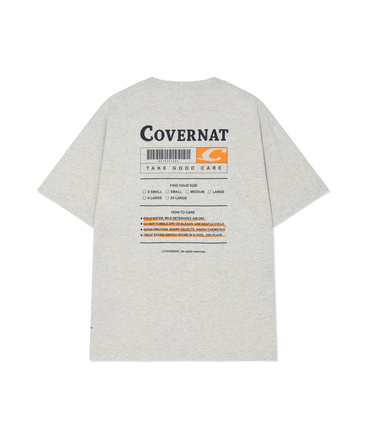 커버낫(COVERNAT) 수피마 라벨 그래픽 티셔츠 헤더 그레이
