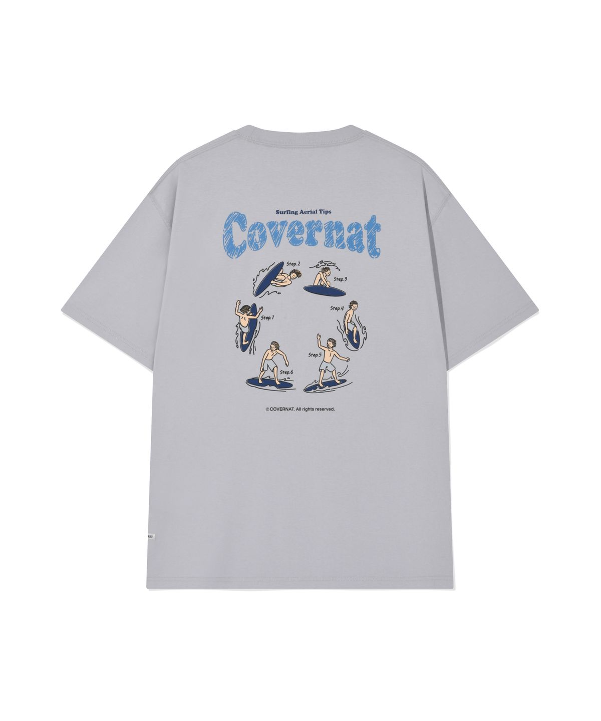 커버낫(COVERNAT) 쿨 코튼 서핑 모션 그래픽 티셔츠 라이트 퍼플