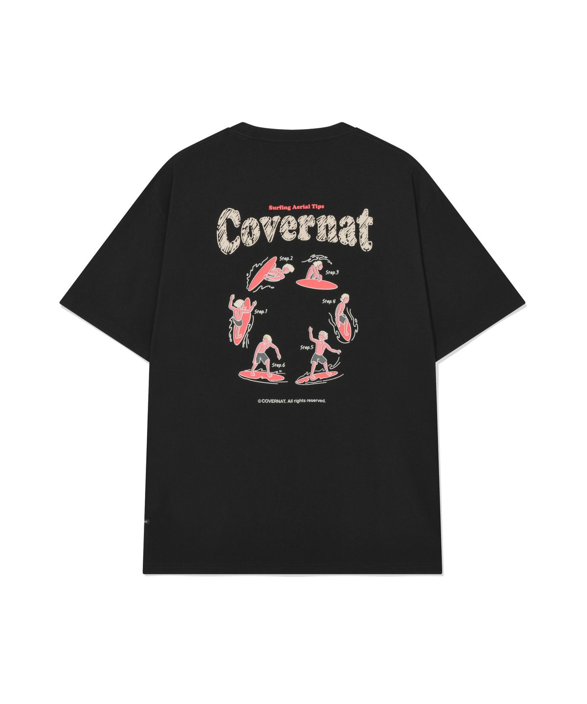 커버낫(COVERNAT) 쿨 코튼 서핑 모션 그래픽 티셔츠 블랙