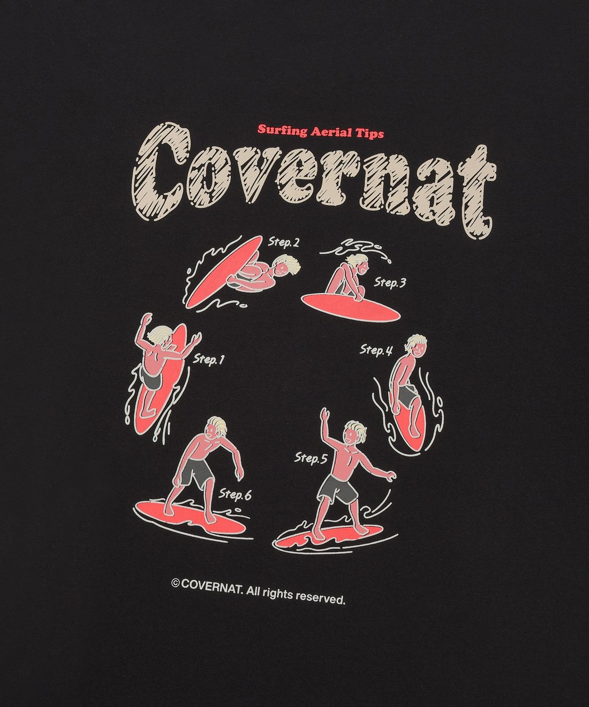 커버낫(COVERNAT) 쿨 코튼 서핑 모션 그래픽 티셔츠 블랙