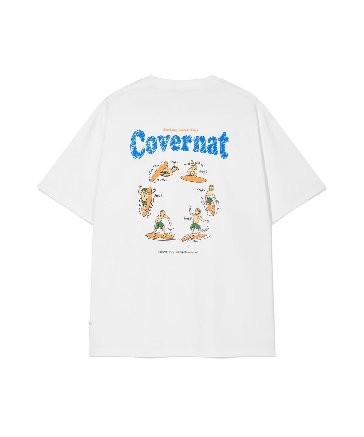 커버낫(COVERNAT) 쿨 코튼 서핑 모션 그래픽 티셔츠 화이트