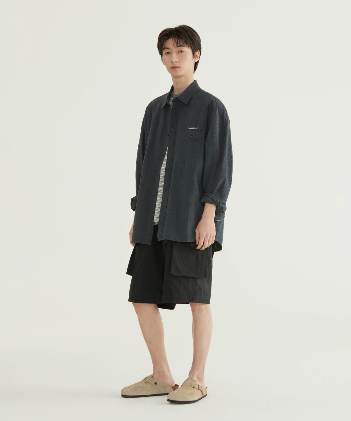 커버낫(COVERNAT) 시어서커 셔츠 차콜