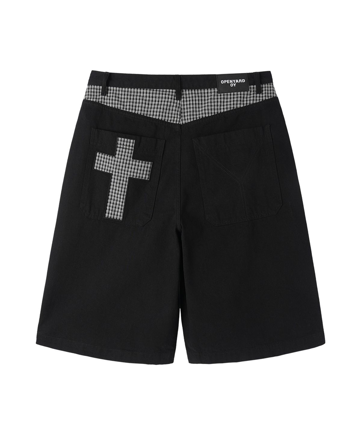 오픈야드(오와이)(OPENYARD(OY)) CHECK MIX WIDE SHORTS - BLACK