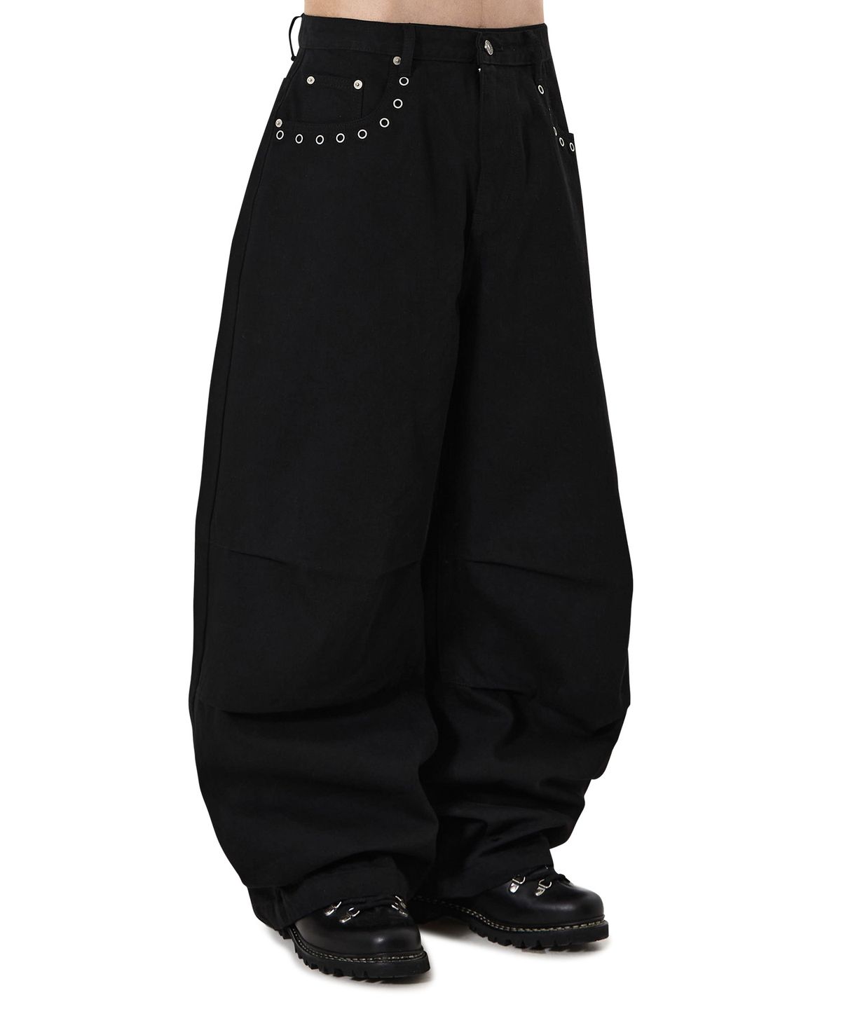 오픈야드(오와이)(OPENYARD(OY)) BULLET TUCK WIDE VOLUME PANTS - BLACK