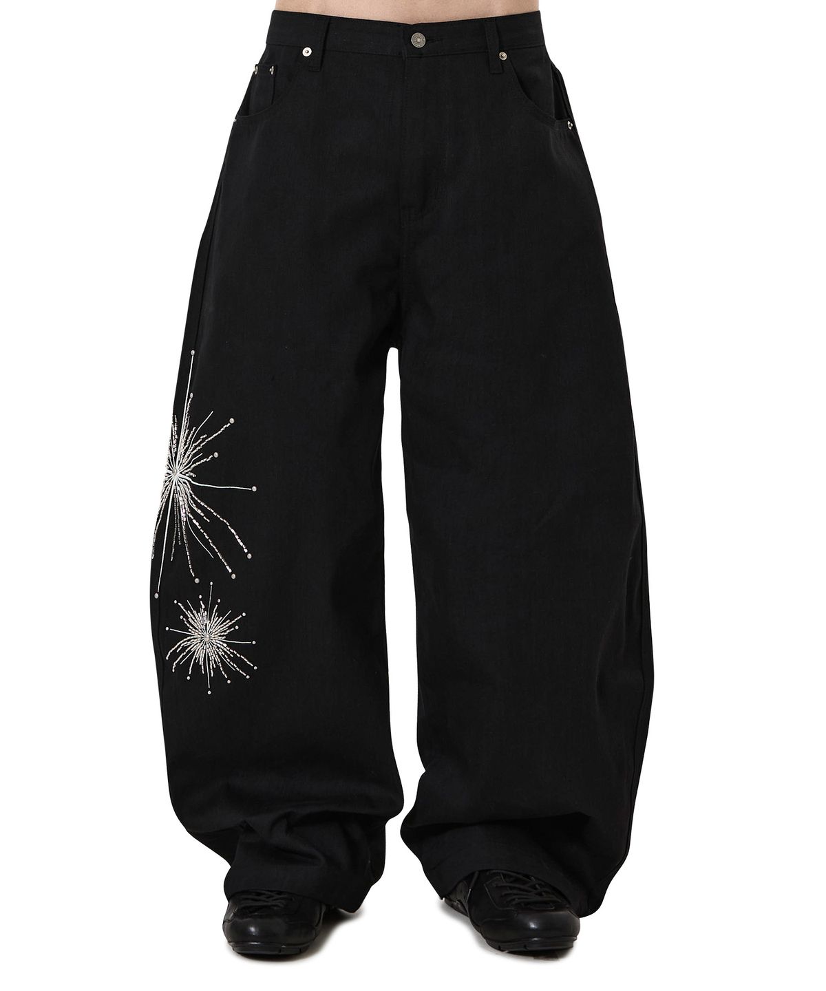 오픈야드(오와이)(OPENYARD(OY)) TWILIGHT BEAD WIDE VOLUME PANTS - BLACK