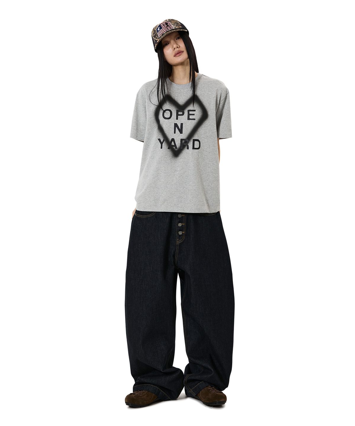 오픈야드(오와이)(OPENYARD(OY)) SPRAY HEART TEE - MELANGE