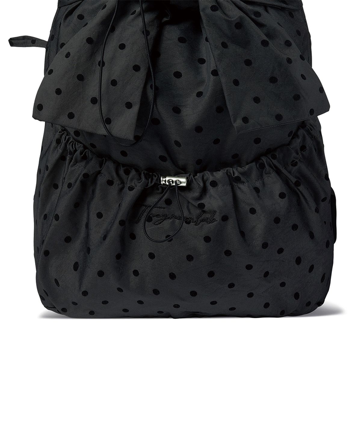 더그린랩(THE GREEN LAB) 리본 스트링 도트 백팩 [블랙]