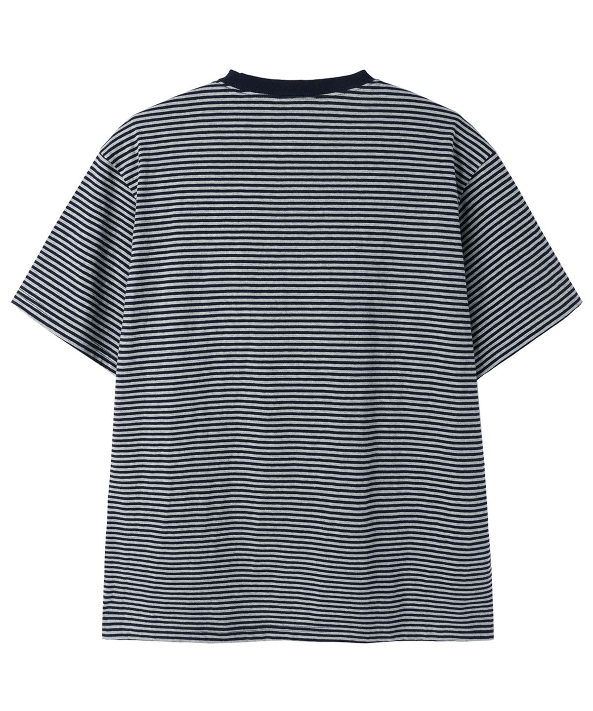 오픈야드(오와이)(OPENYARD(OY)) STRIPE EMBROIDERED LOGO TEE - NAVY