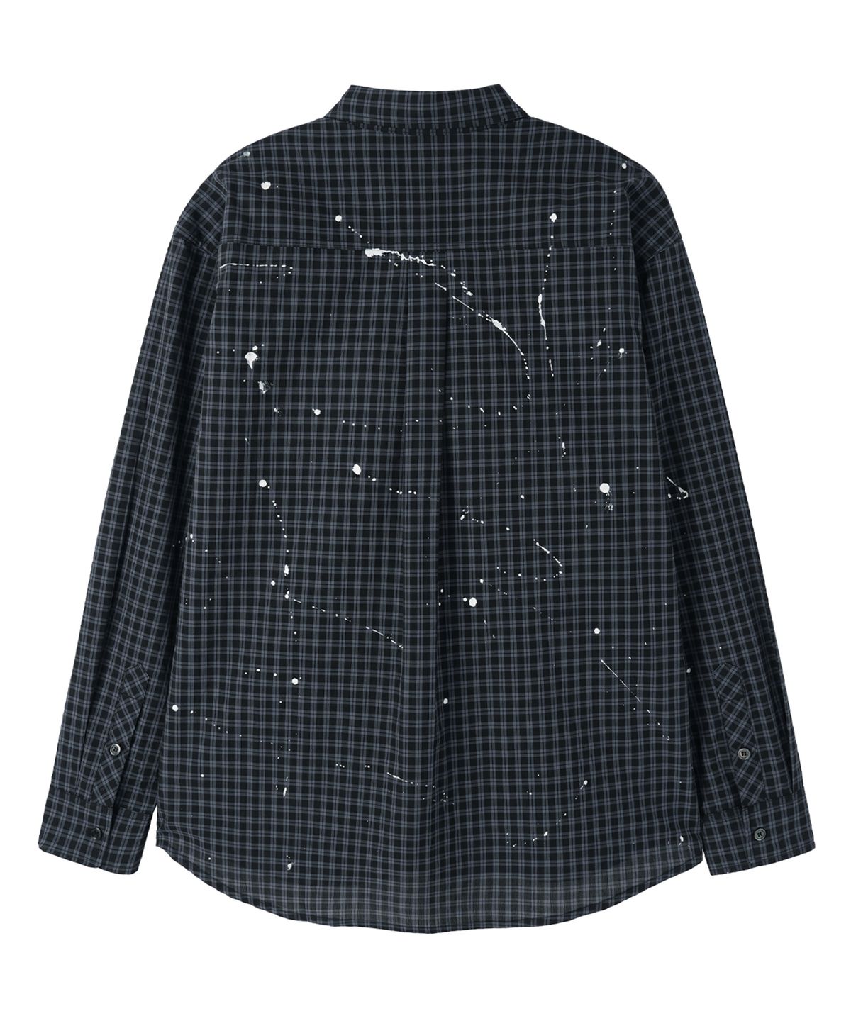 오픈야드(오와이)(OPENYARD(OY)) SPLATTERED CHECK SHIRT - VALHALLA BLACK