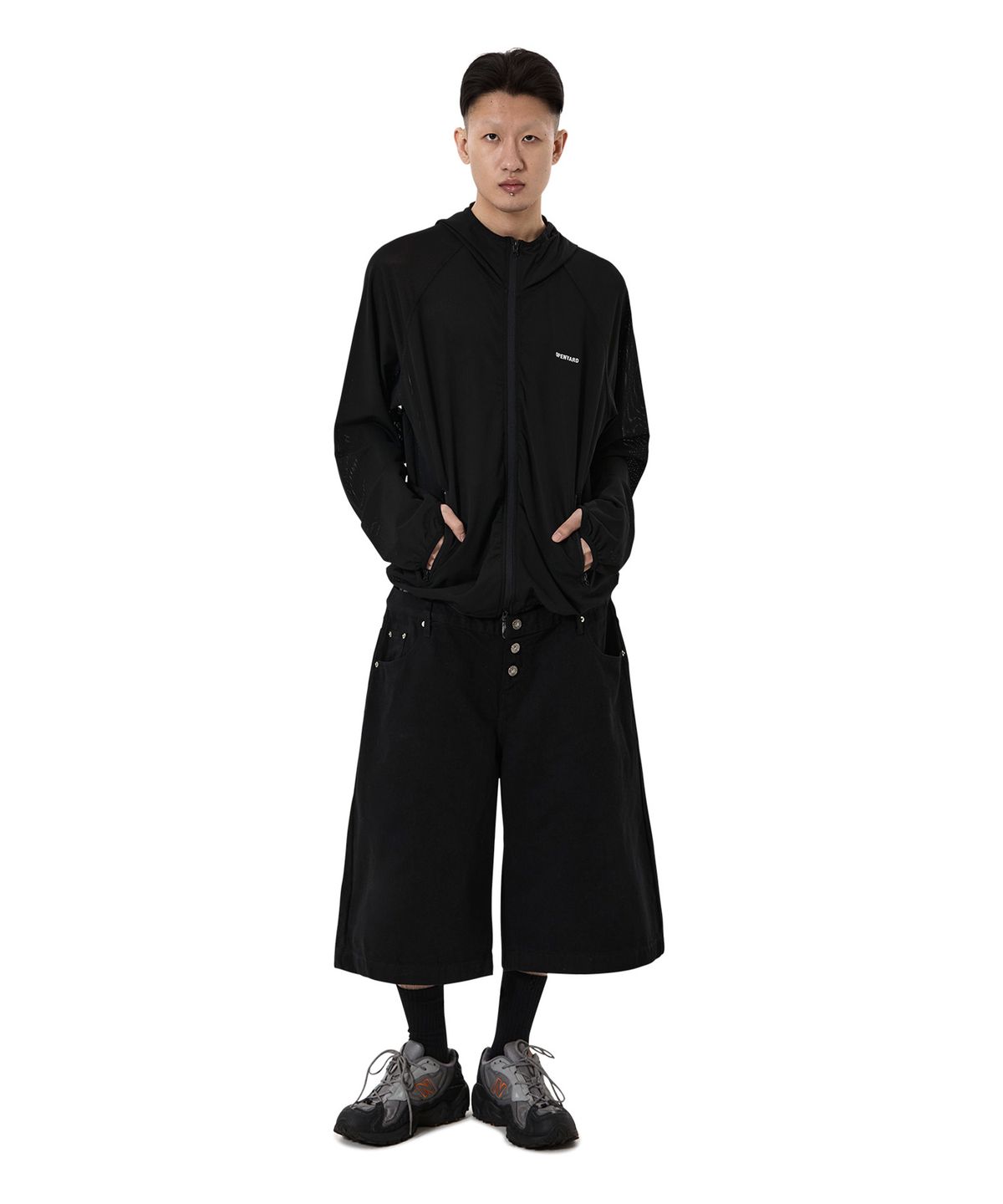 오픈야드(오와이)(OPENYARD(OY)) SHADOW MESH WINDBREAKER - BLACK