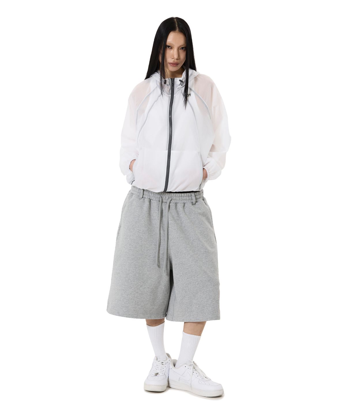 오픈야드(오와이)(OPENYARD(OY)) CURVED SHEER WINDBREAKER - WHITE