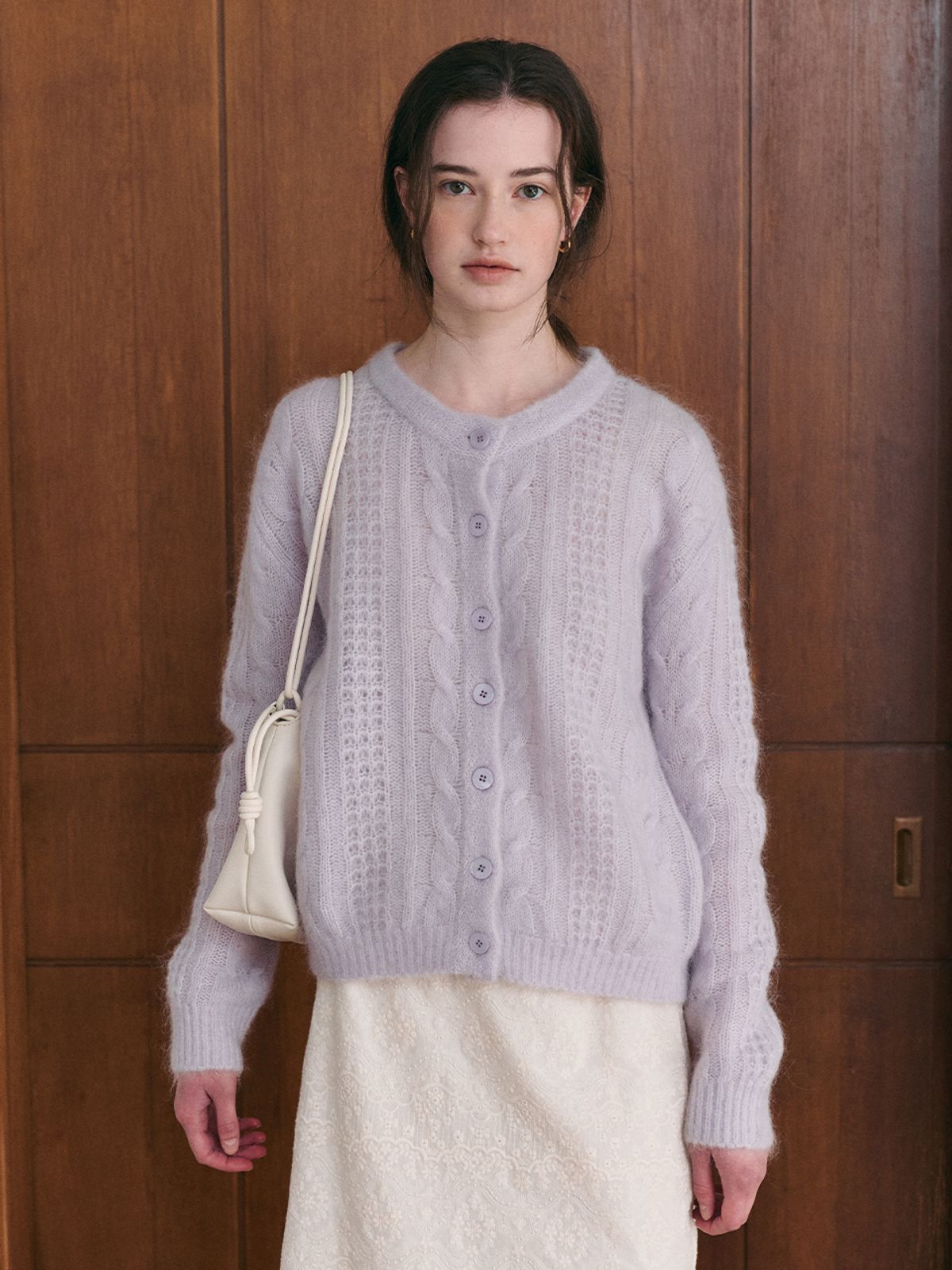 르니나(LENINA) JASMIN cable mohair knit cardigan_PURPLE
