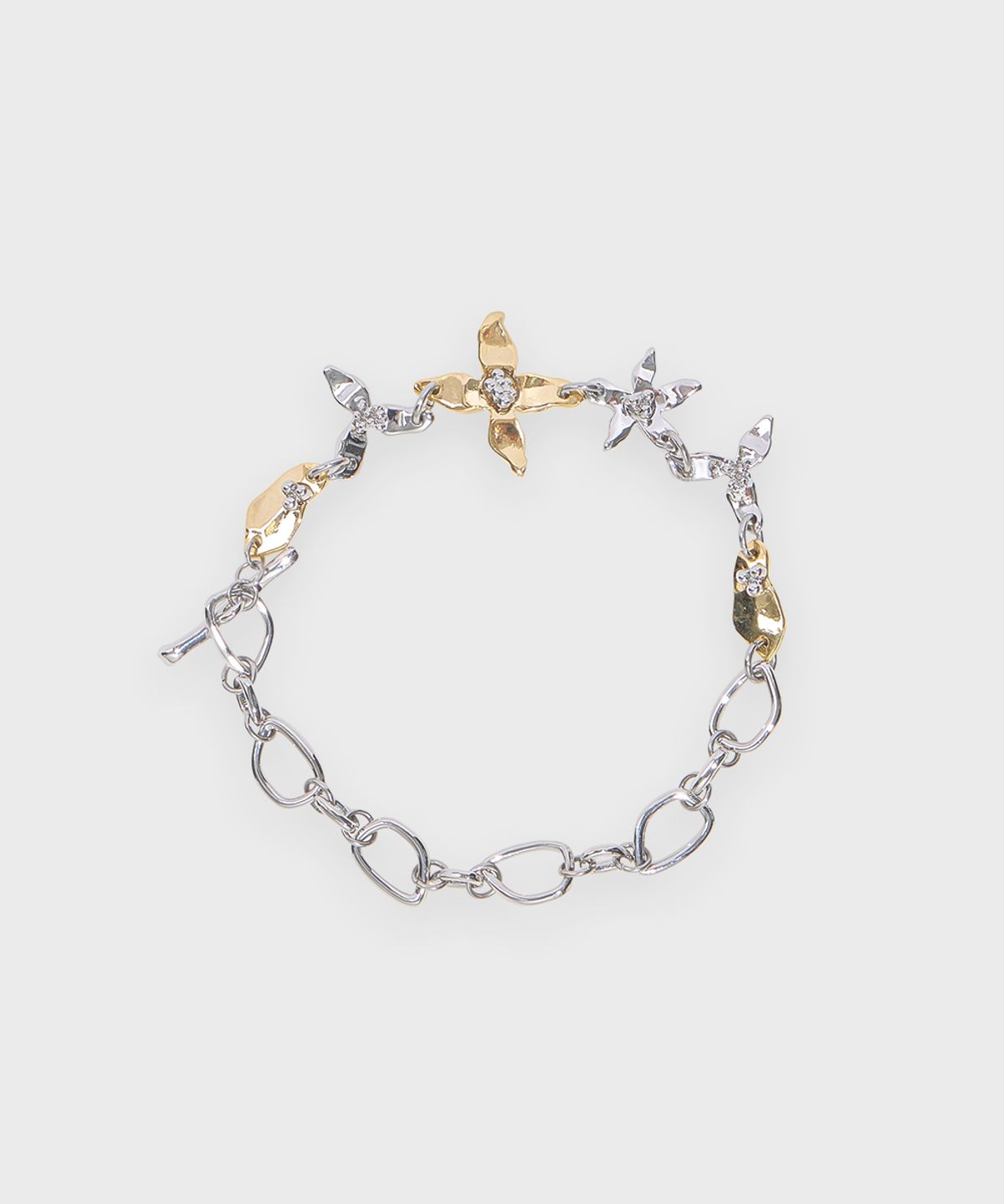 시눈(SINOON) Floral Mix Bracelet (Silver Gold)