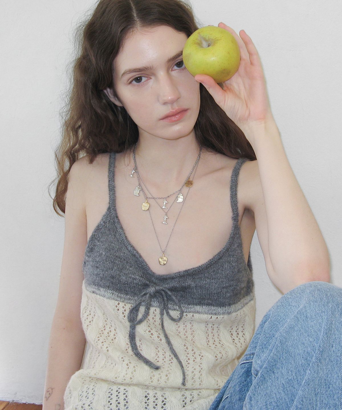 시눈(SINOON) Mini Apple Necklace Set (Silver Gold)