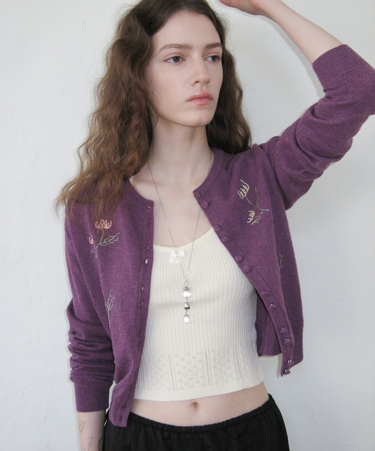 시눈(SINOON) Eggplant Drop Necklace (Silver)