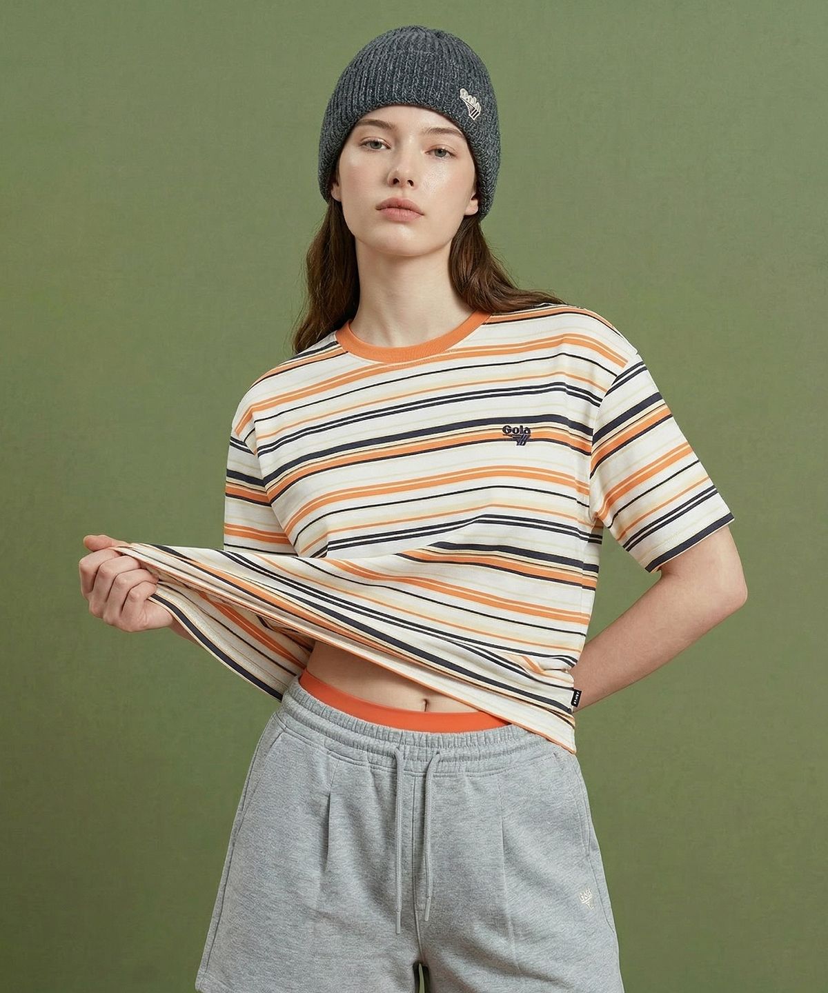 골라(GOLA) MULTI STRIPE T-SHIRT [ORANGE]