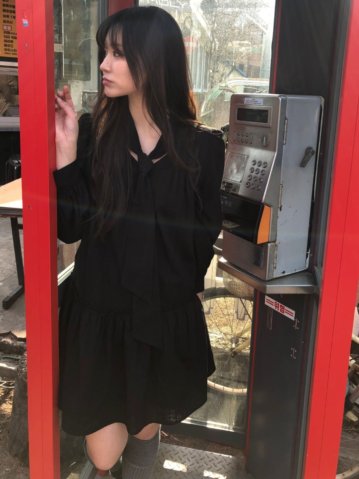 르니나(LENINA) DARLENE bow neck dress_BLACK