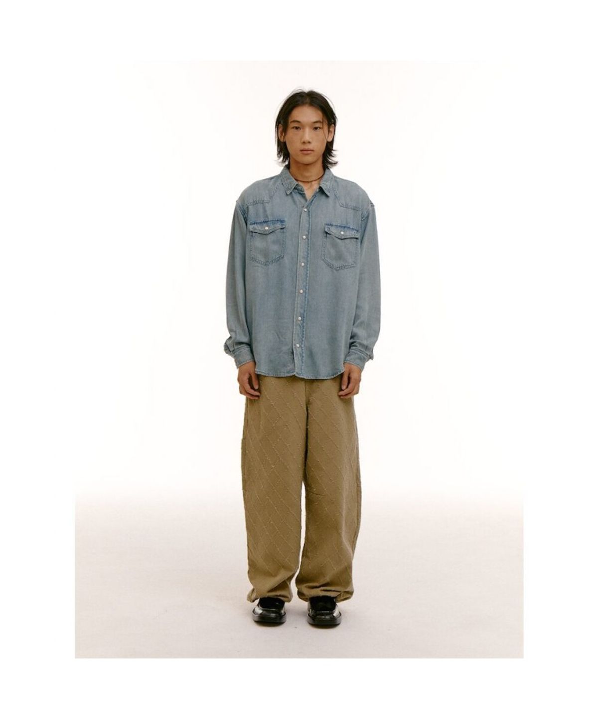 샌드 사운드(SAND SOUND) (UNISEX) 데님 셔츠  스카이 블루