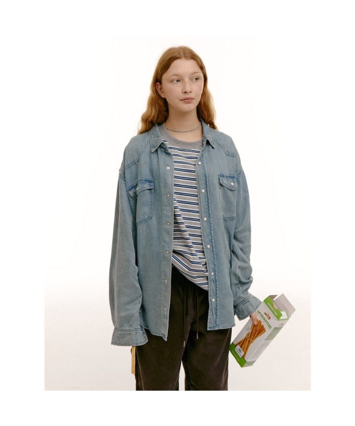 샌드 사운드(SAND SOUND) (UNISEX) 데님 셔츠  스카이 블루
