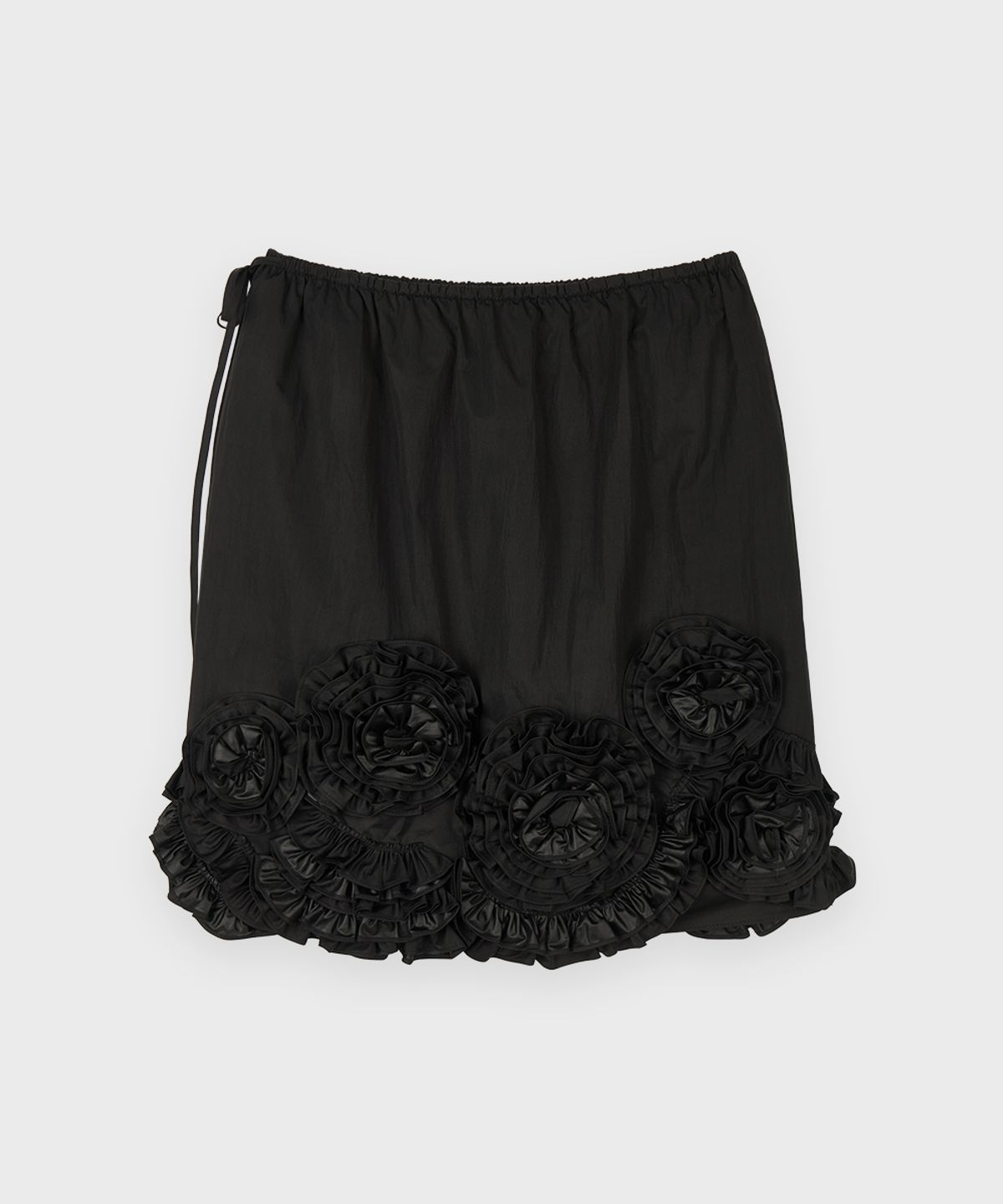 시눈(SINOON) Rose Frill Midi Skirt (Black)