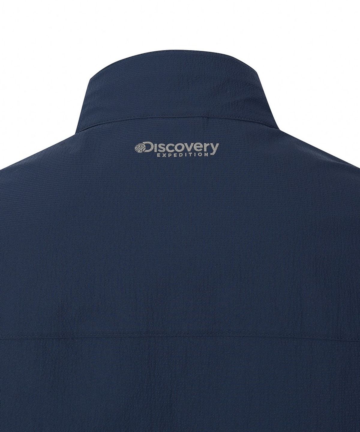 디스커버리 익스페디션(DISCOVERY EXPEDITION) 남성 시어서커 하이넥 반팔 집업 자켓 (D/NAVY)