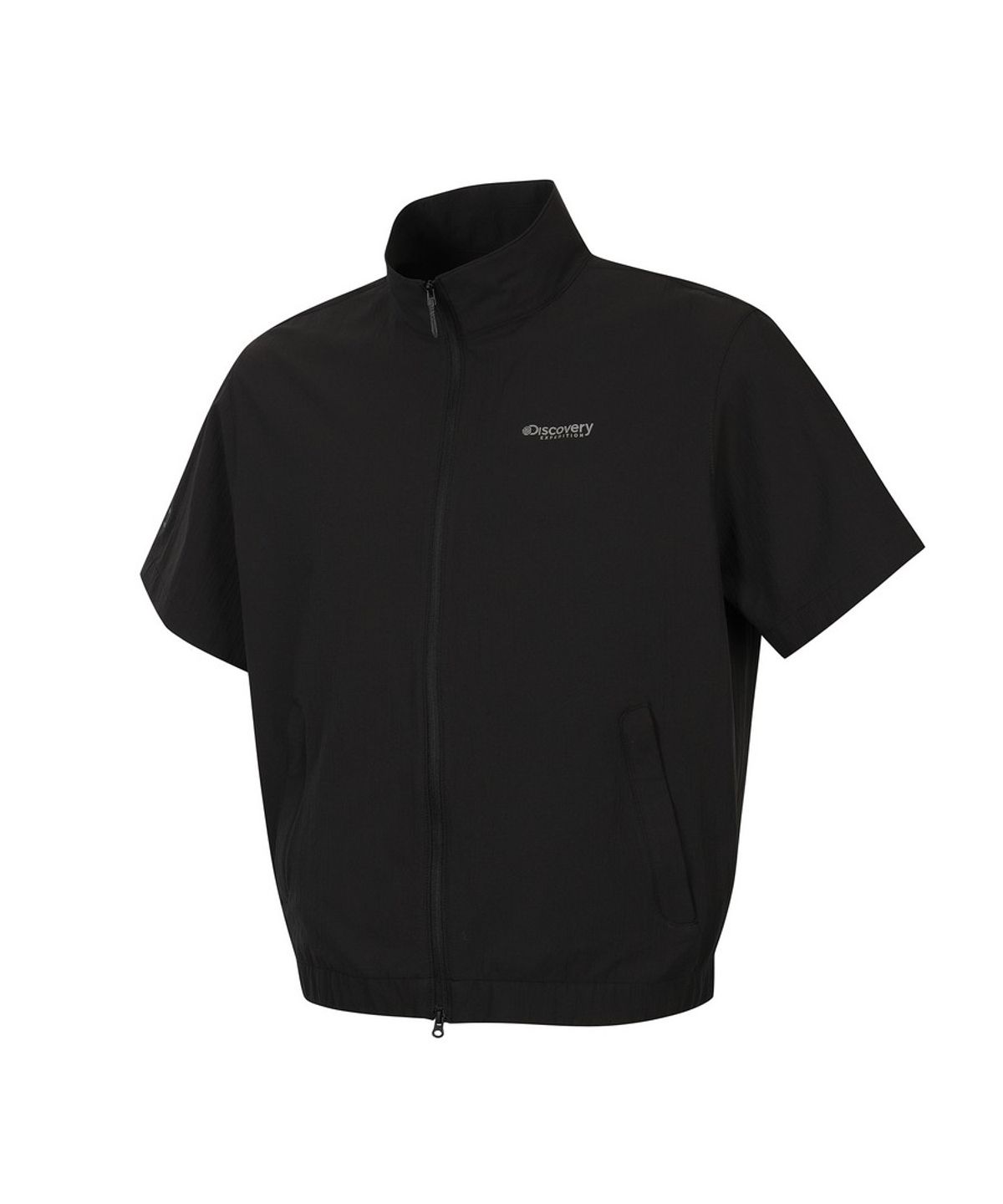 디스커버리 익스페디션(DISCOVERY EXPEDITION) 남성 시어서커 하이넥 반팔 집업 자켓 (BLACK)