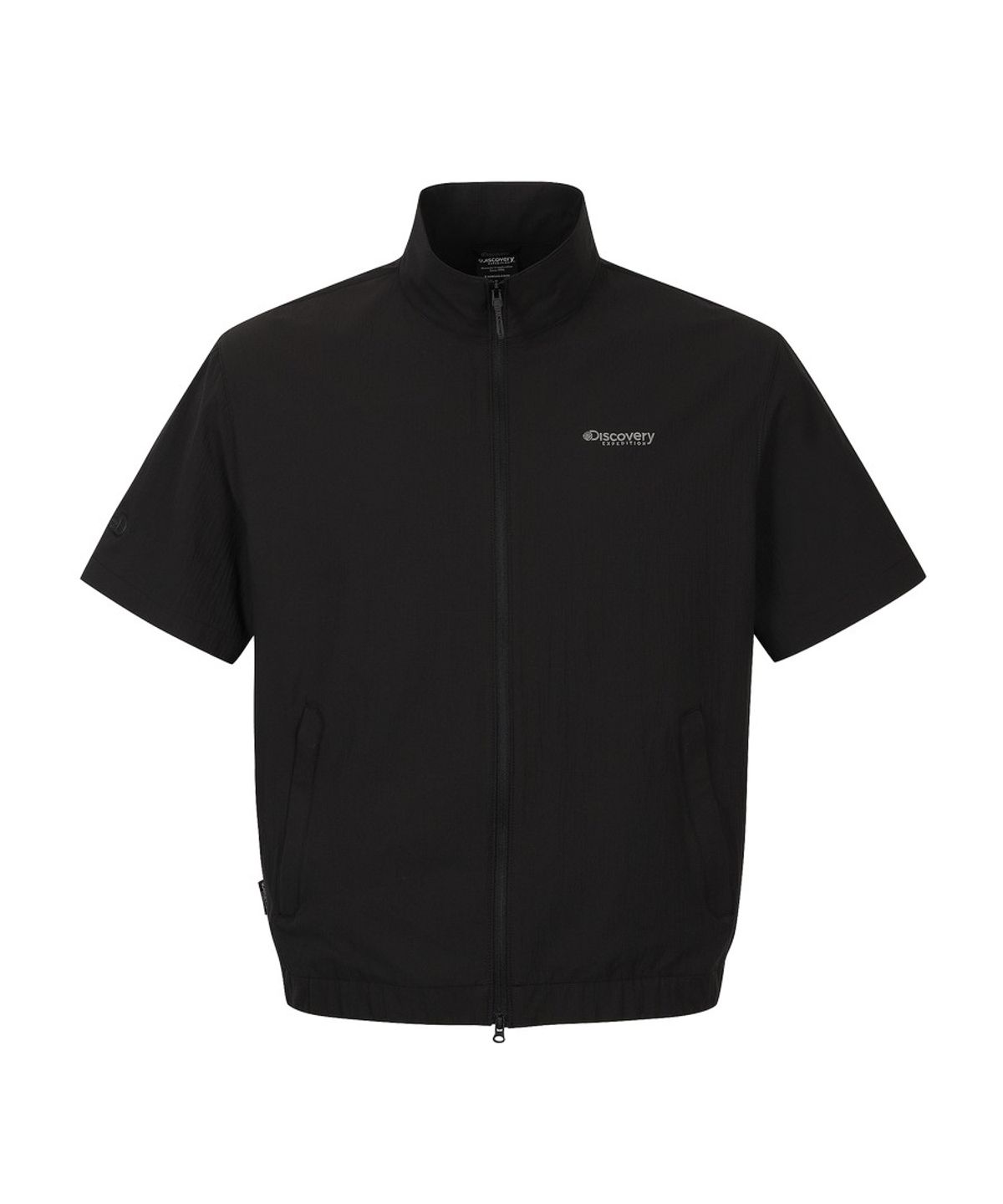 디스커버리 익스페디션(DISCOVERY EXPEDITION) 남성 시어서커 하이넥 반팔 집업 자켓 (BLACK)