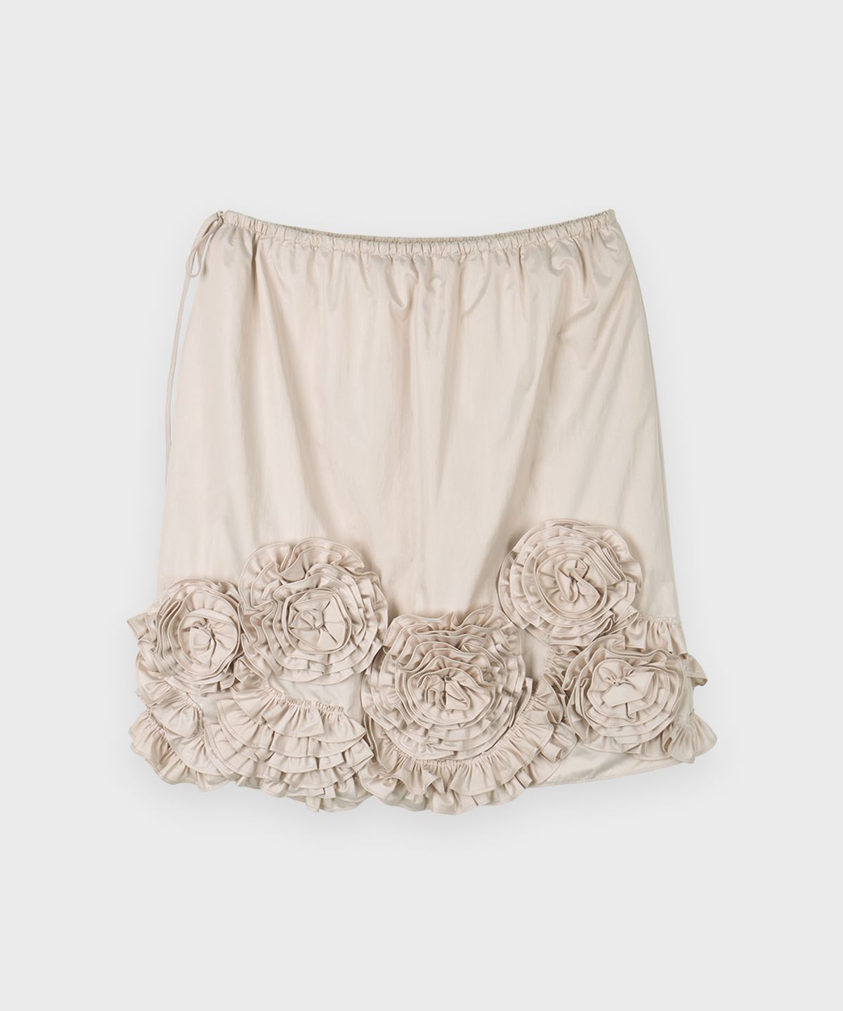 시눈(SINOON) Rose Frill Midi Skirt (Light Beige)