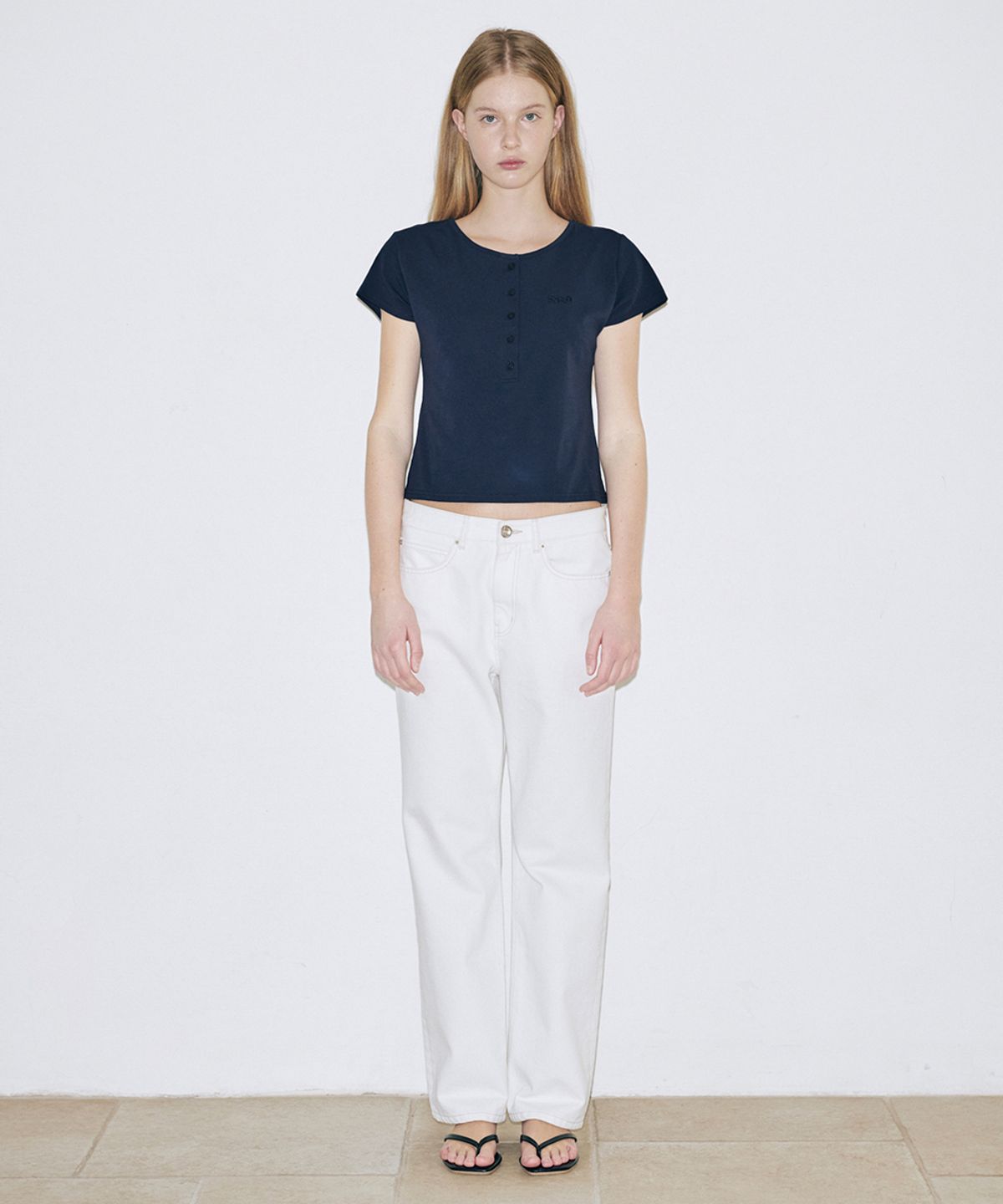 시눈(SINOON) Lace Straight Denim (White)