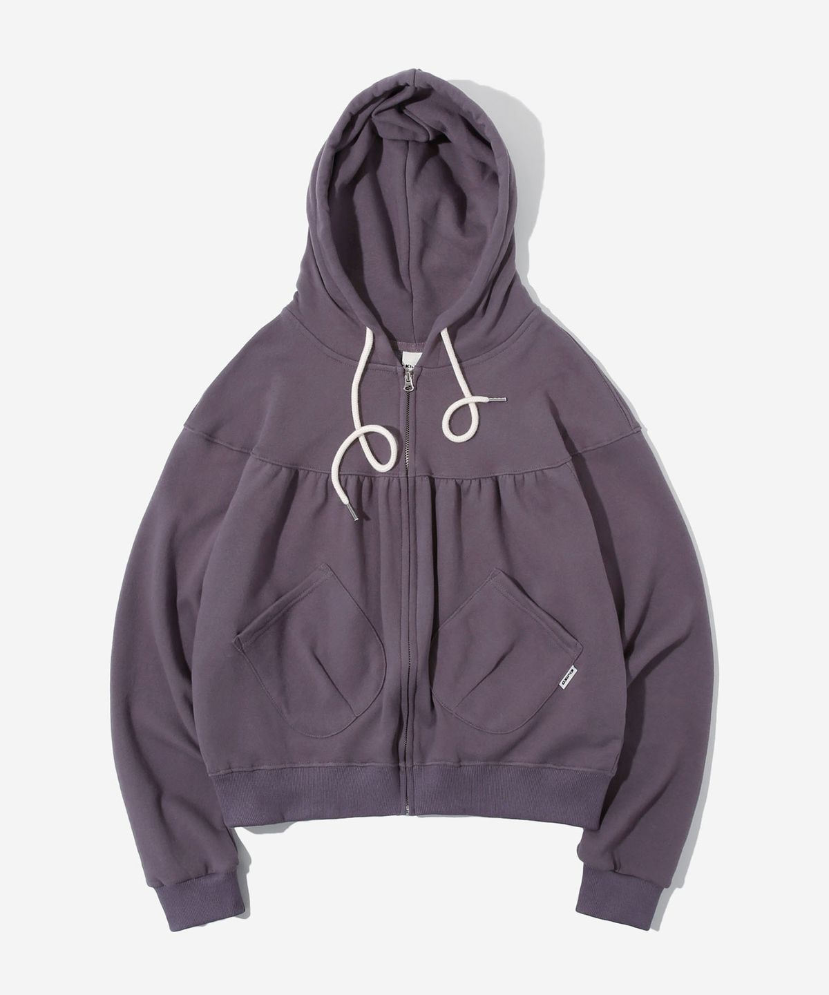키지코(KIJIKO) ke106-Shirring Hooded Zip Up Purple